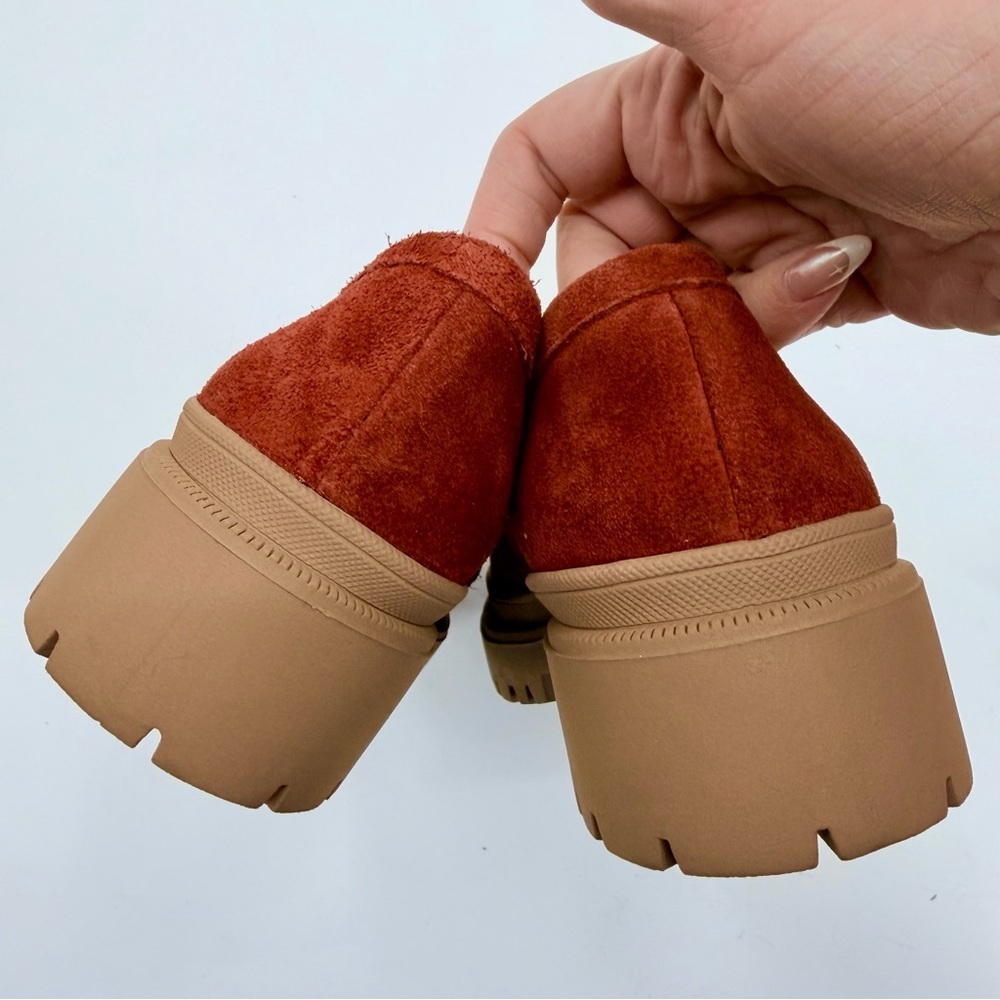 PORTLAND LEATHER Zoe Chunky Penny Loafer Lug Sole Suede in Rust - Picture 5 of 10